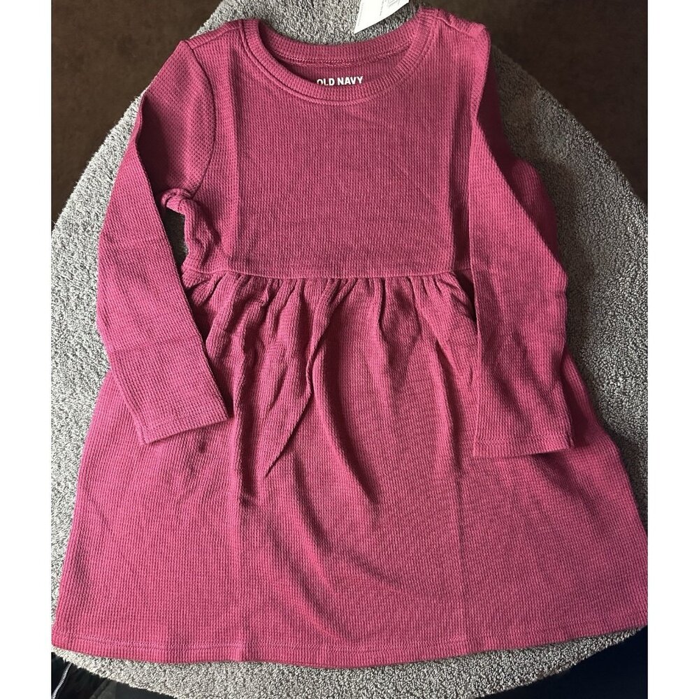 Old Navy Toddler Girls Pink Waffle Knit Long Sleeve Dress Size 2T